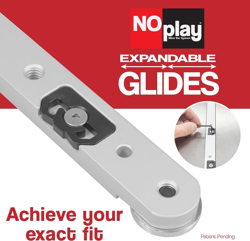 Fulton 17 inch NoPlay Aluminum Miter Bars w/Expandable Glides, Standard 3/4 x 3/8 - Miter Slot Table Saw Runners, Crosscut Sled Table Saw Miter Bar Set, Router Table - Pack of 2 - Image 2